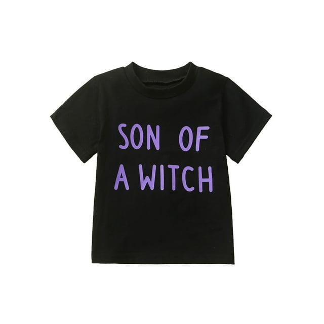 ZAXARRA T-shirt à Manches Courtes pour Bébé Garçon Col Rond Imprimé Lettres Hauts d'Été Vêtements d'Halloween
