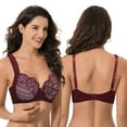 thumbnail image 4 of Curve Muse Women's Plus Size Unlined Underwire Lace Bra with Cushion Straps-Burgundy,Grey-Size:36D, 4 of 6