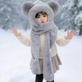 thumbnail image 5 of PuSpu Girls and Boys's Hats Winter Adding Fleece Warmth Scarves And Gloves Integrated Keep Warm Three-piece Set, 5 of 5