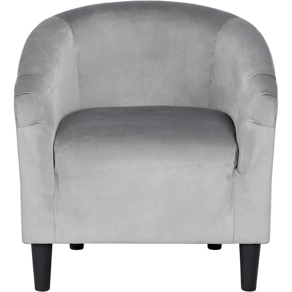 ONKER Velvet Accent Chair, Modern Club Chair Upholstered Armchair with Solid Legs Comfy Sofa Chair for Living Room/Bedroom/Waiting Room, Grey
