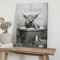 thumbnail image 4 of XUFX Black and White Highland Cow Bathroom Decor Wall Art Funny Cow Sitting in Bathtub Pictures Rustic Farmhouse Cow Canvas Painting Wall Décor for Bathroom Artwork Framed 20x24inch, 4 of 5