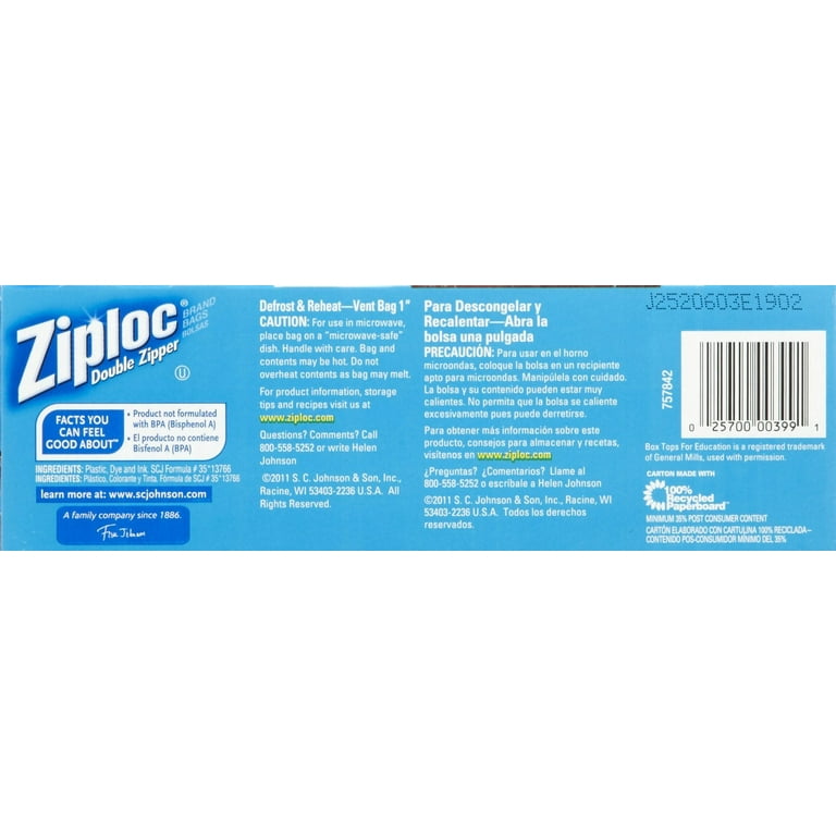 Ziploc Freezer Bag Pint 20 ct, Pack of 2, Men's
