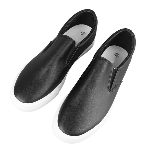 Zapatos de plataforma para hombre, con punta redonda, suela blanda, de piel sintética, informales, color negro, 44