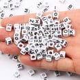 thumbnail image 2 of 100-500 piezas de cuentas acrílicas con letras mixtas cuadradas blancas y negras, cuentas espaciadoras sueltas con forma de cubo y alfabeto para hacer joyas, accesorios de bricolaje, 2 of 5