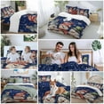 thumbnail image 5 of Merry Christmas Bedding Duvet Cover Set Queen Size 4 Pieces Snowman Winter Snowflake Blue Bedding Set with Zipper Closure, 1 Comforter Cover 90x92 Inches 1 Flat Sheet & 2 Pillow Cases, 5 of 7