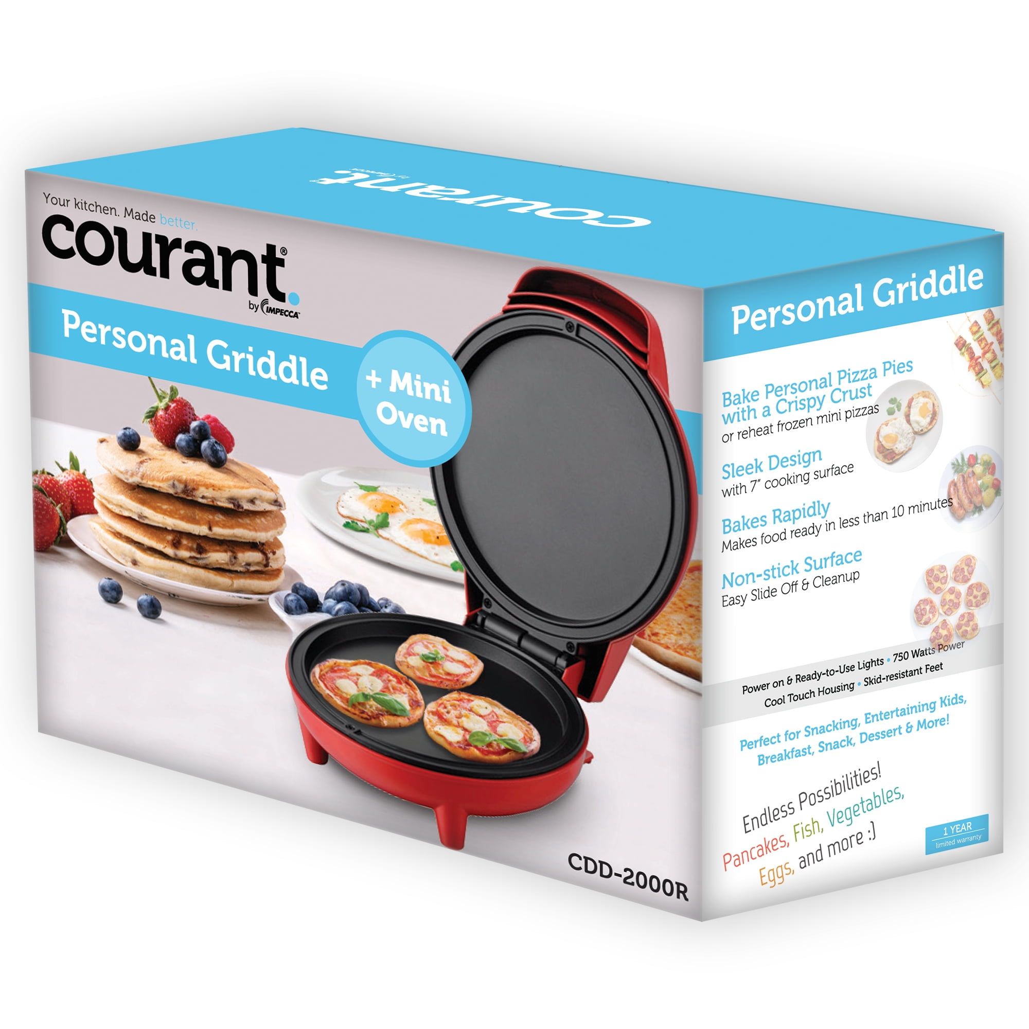 Courant Griddle and Mini Oven Compact Griddle 7-inch Personal Griddle Pizza  Maker, Black, 1 - Foods Co.