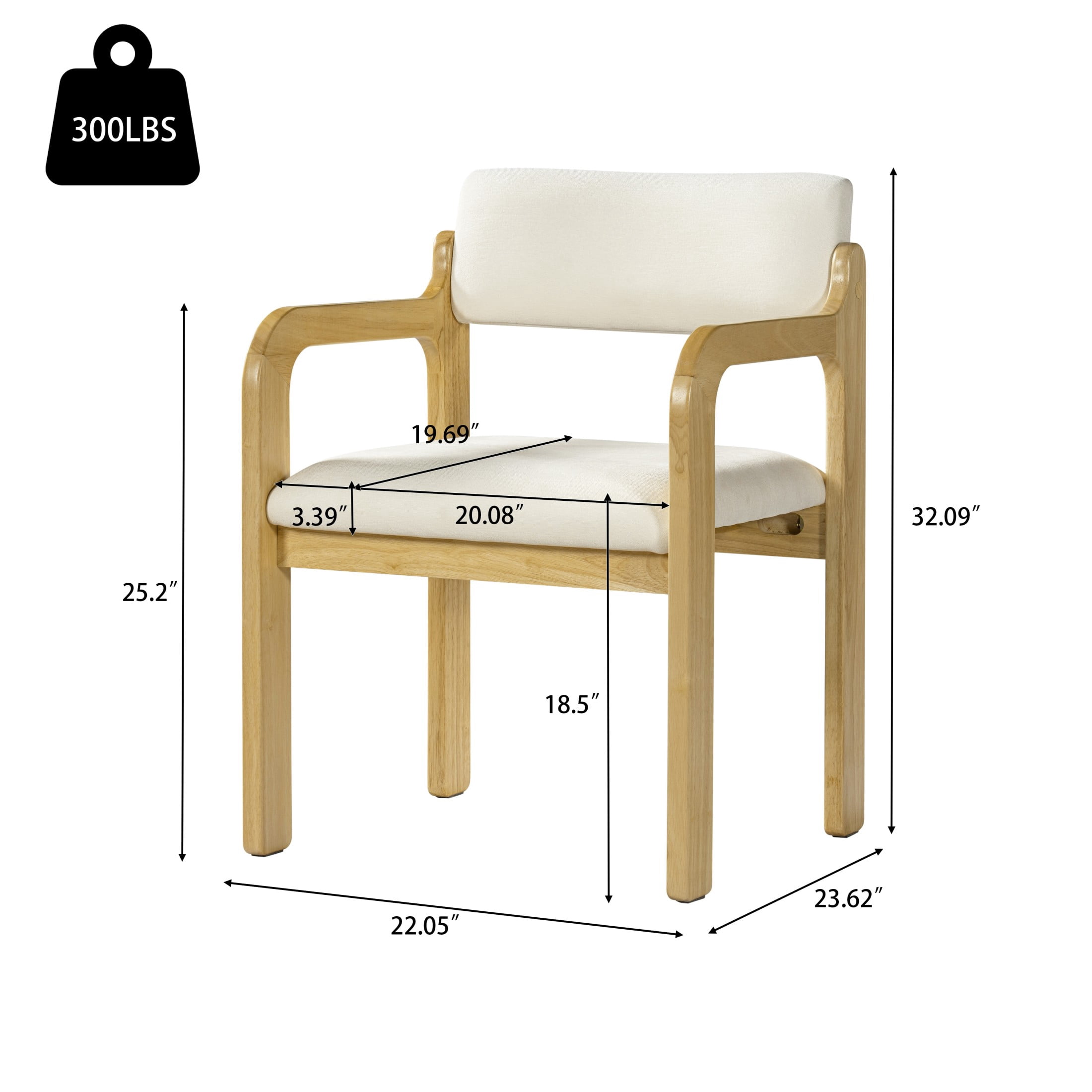 Christopher Knight Home Modern Upholstered Dining Chairs with Wood Frame, Natural+Beige, Set of 2