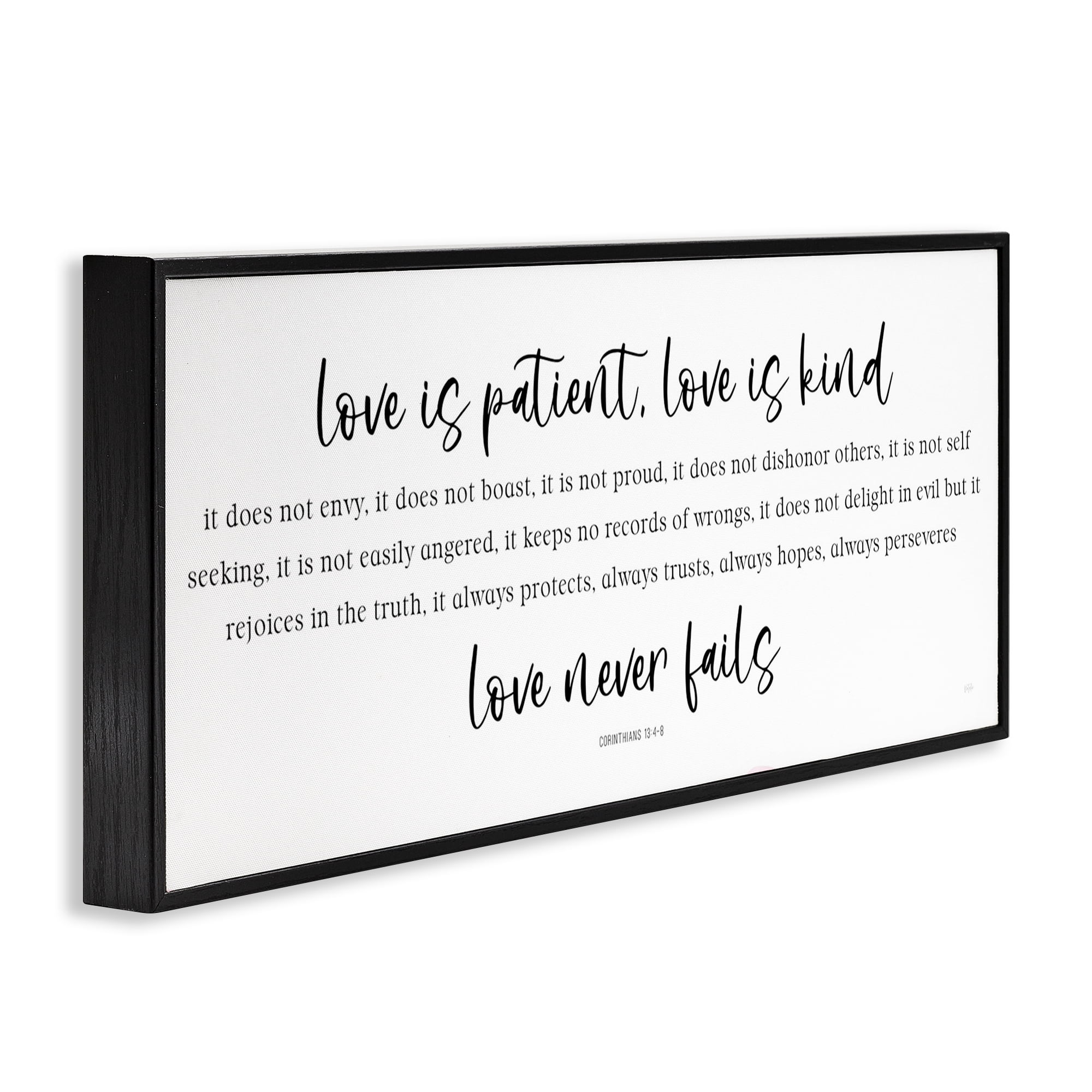 Stupell Industries Love Never Fails Proverb Black Framed Giclee Art, design by Natalie Carpentieri