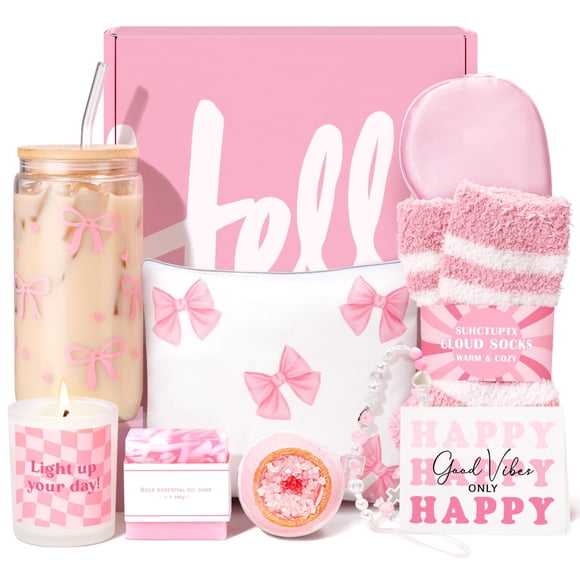 Set de cuidado personal Suhctuptx, 9 unidades, color rosa, para mujer, de Gift Basket