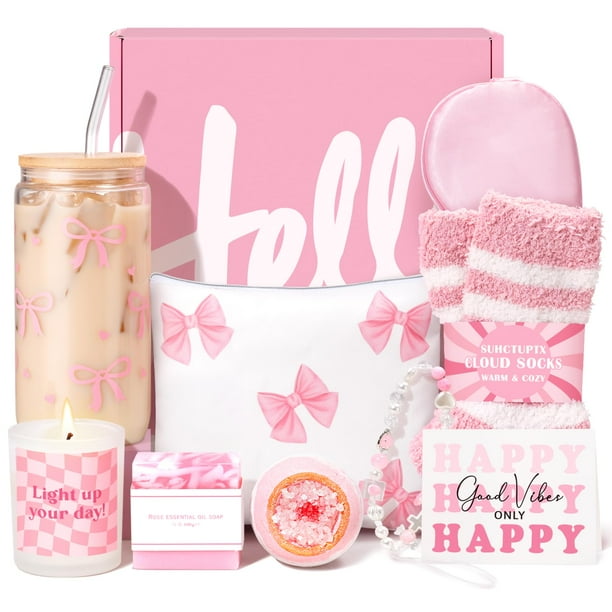 Set de cuidado personal Suhctuptx, 9 unidades, color rosa, para mujer, de Gift Basket