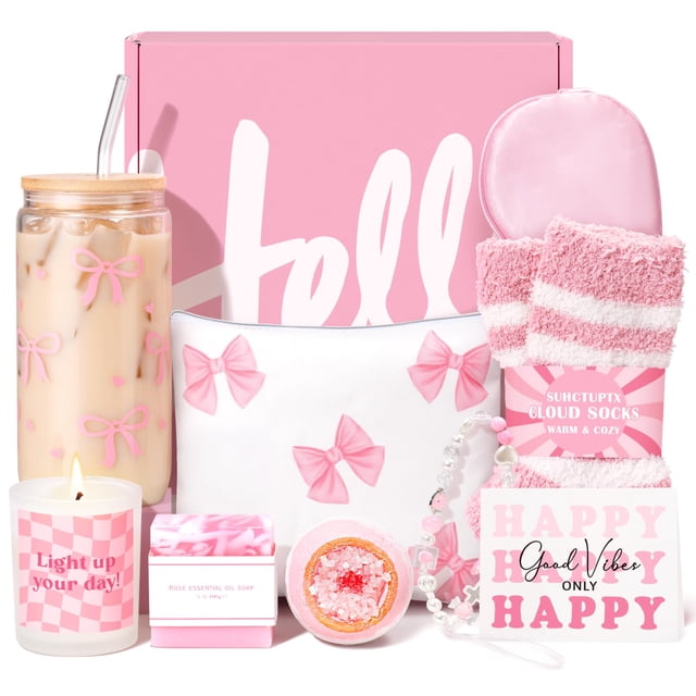 Set de cuidado personal Suhctuptx, 9 unidades, color rosa, para mujer, de Gift Basket