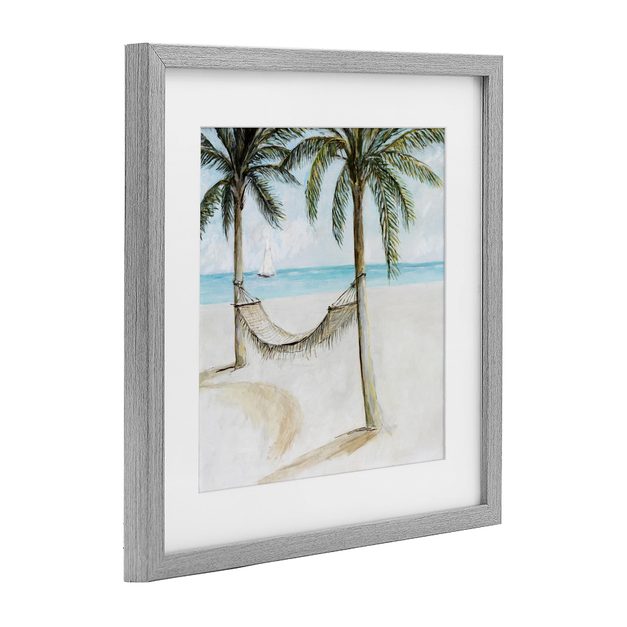 Stupell Industries Beach Hammock Coastal Scene Gray Framed Print Under Glass, design by Lorenzo Collective