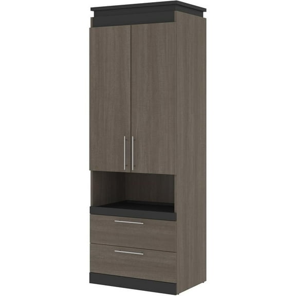 Pemberly Row 30" Storage Cabinet with Pull-Out Shelf in Bark Gray and Graphite