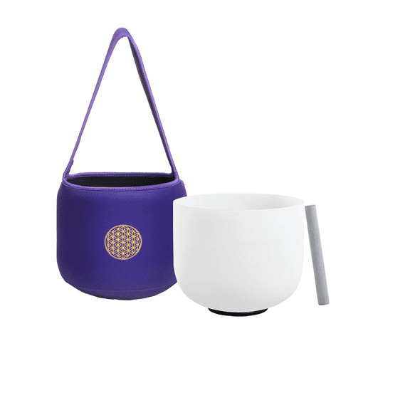 FMTY 440Hz 11" E note Crystal singing bowl with mallet and soft carrying bag set sound bowl for healing Mindfulness, Meditation, Yoga, Spiritual and Body Healing Chakra Bowl (11inch E note)