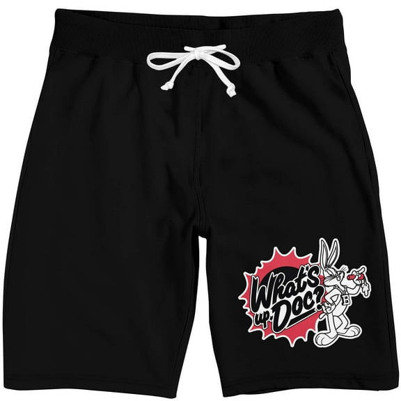Looney Tunes Bugs Bunny What's up Doc Men's Black Sleep Pajama Shorts-Medium