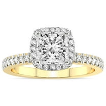 IGI Certified 1 Carat Princess Shape Lab Grown Diamond Engagement Ring | 14K Yellow Gold |Elle Classic Halo Diamond Ring | FG-VS1-VS2 Quality Friendly Diamonds