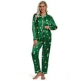 thumbnail image 4 of DAKIMOE Silk Satin Pajamas Set Womens Christmas Pajamas Long Sleepwear Button Down 2 Piece Classic Soft Loungewear Pjs Set, 4 of 6