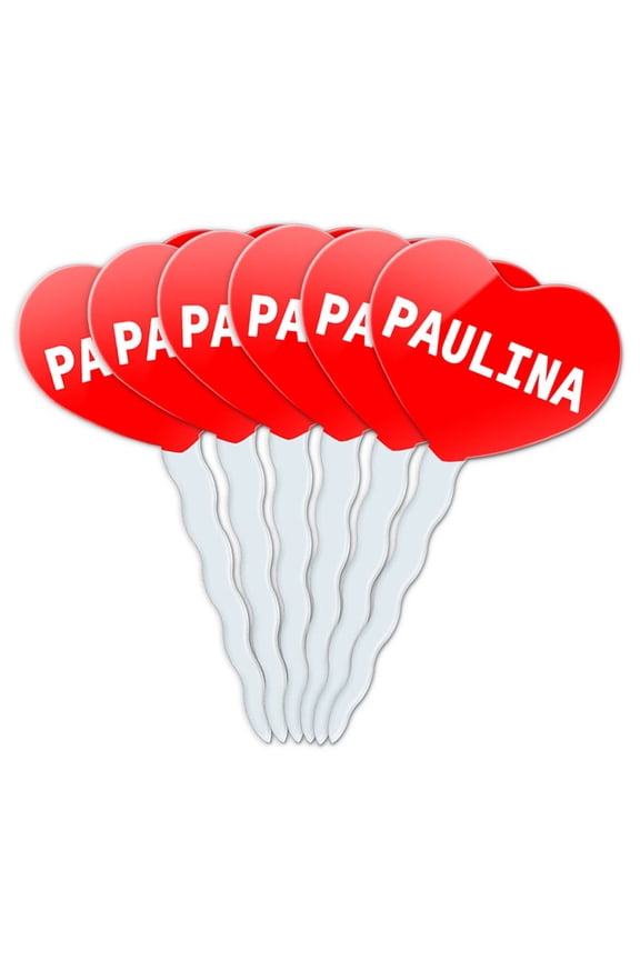 Paulina Heart Love Cupcake Picks Toppers - Set of 6