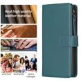 thumbnail image 6 of Dteck Wallet Case Compatible with iPhone 15 Plus,Magnetic Leather 9 Card Slots Kickstand Zipper Cash Pocket Shockproof Full Body Protection Cover with Wrist Strap for iPhone 15 Plus, Green, 6 of 8