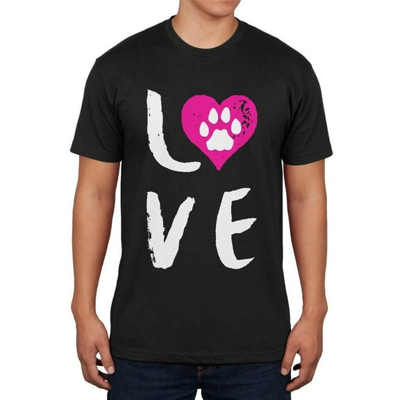 Heart LOVE Cat Dog Paw Mens Soft T Shirt