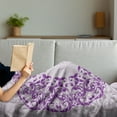 thumbnail image 3 of Purple Mandala Soft Flannel Fleece Throw Blanket, Round Frame Floral Motif with Leaves, Cozy Plush for Indoor and Outdoor Use, 50" x 70", Mauve Taupe Violet, by Ambesonne, 3 of 5