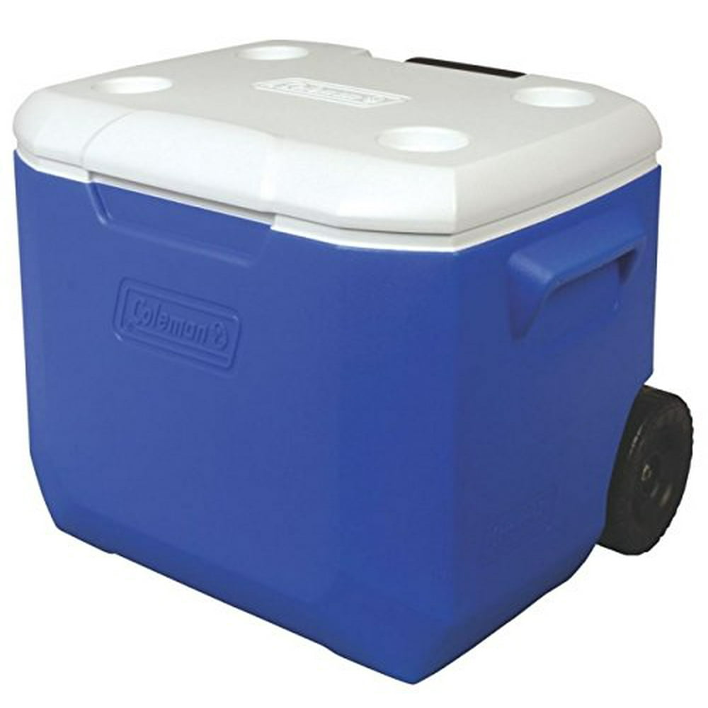 Wheeled Chest Cooler, 60 qt., Blue, White