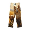 thumbnail image 2 of Vsdgher Pastoral Sunflower Corgi Print Mens Pajama Pants Sleep & Lounge Pants, PJ Bottoms With elastic waistb and Pockets, 2 of 5
