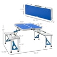 thumbnail image 3 of Outsunny Folding Picnic Table Set Portable 4 Seats with 4 Bench Seats, Blue (4 Count), 3 of 10