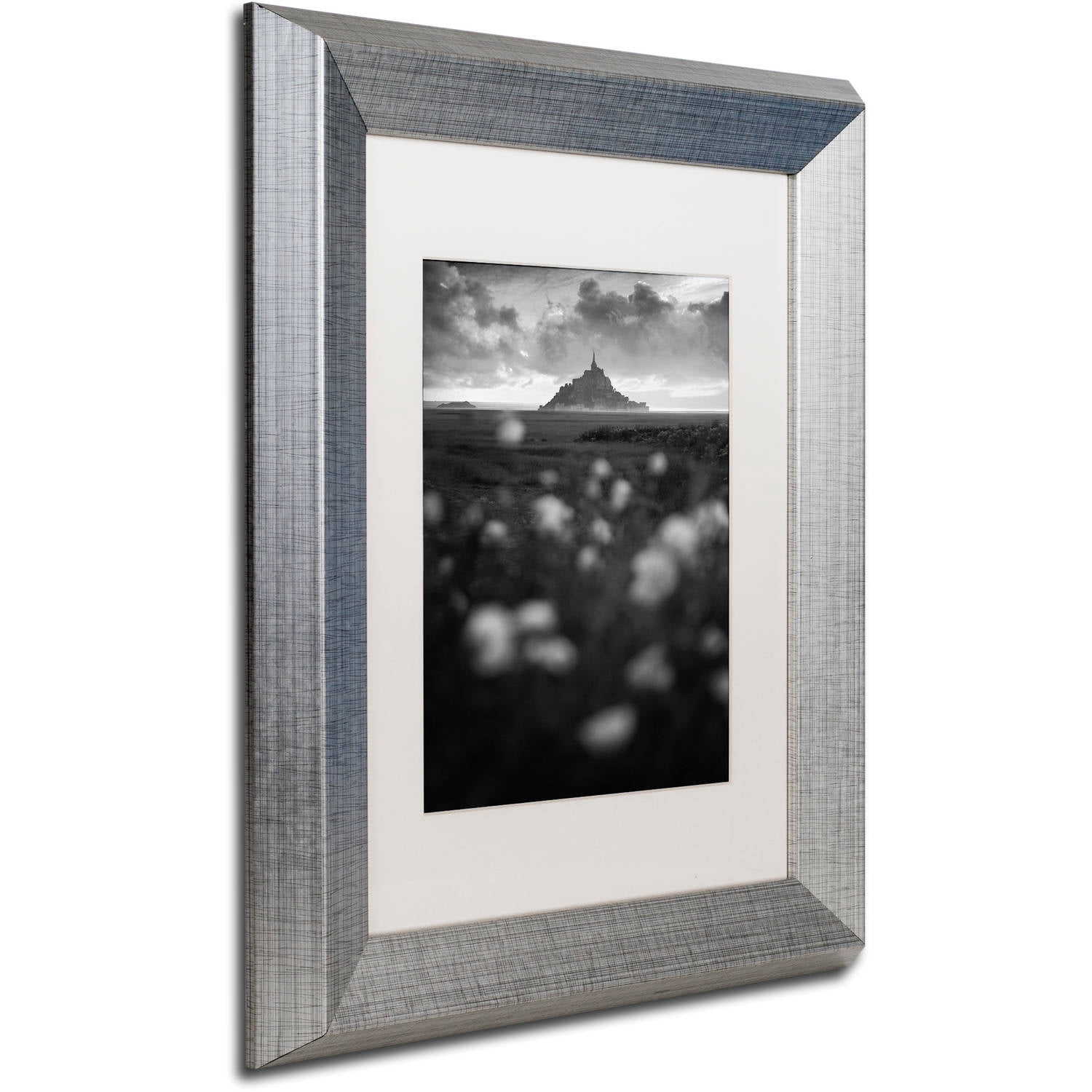 Trademark Fine Art "Mont Saint Michel" Canvas Art by Mathieu Rivrin, White Matte, Silver Frame