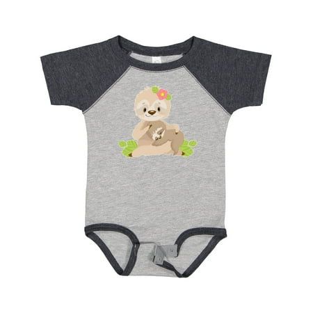 

Inktastic Sloth Mom with Baby Sloth and Flowers Gift Baby Boy or Baby Girl Bodysuit
