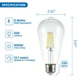 thumbnail image 4 of Great Value ST19 Vintage LED Light Bulb, 5-Watt (60W Equivalent), Daylight, Dimmable, E26, 16 Pack, 4 of 10