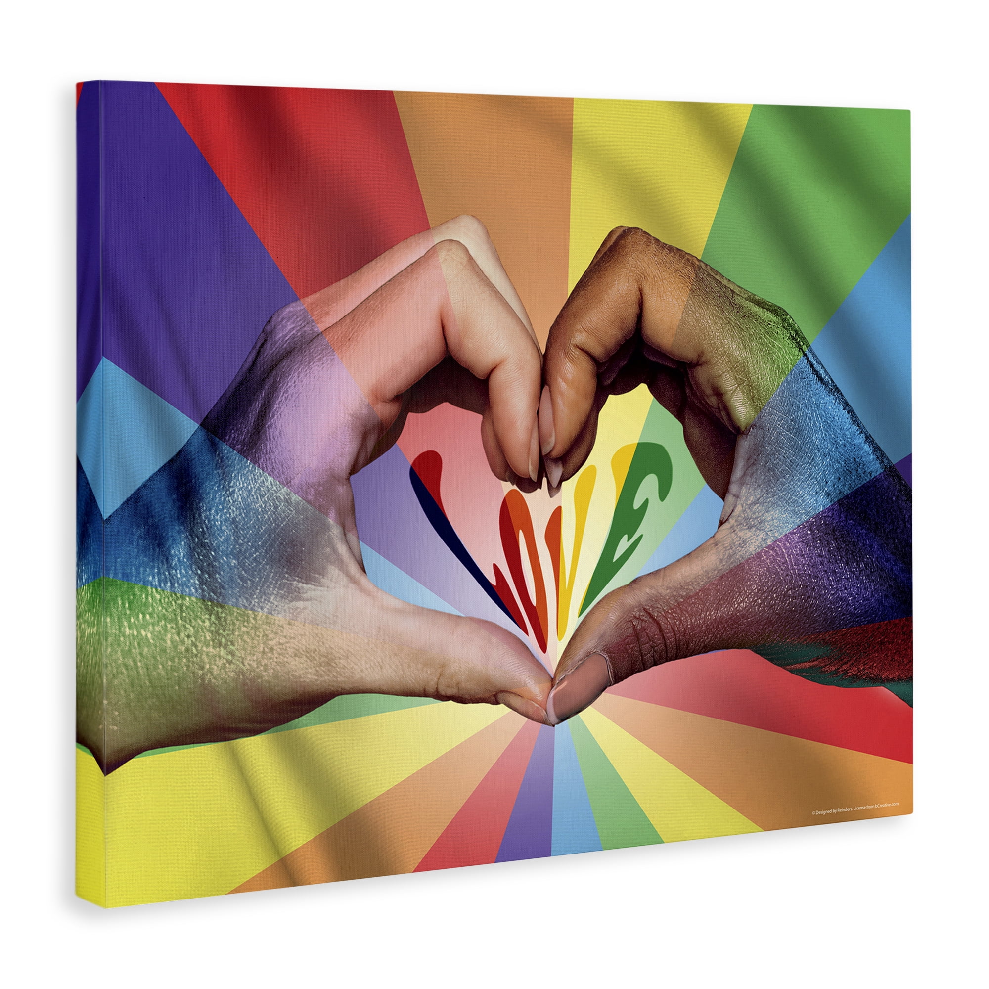 Stupell Industries Rainbow Love Hands Symbol People Painting Wrapped Canvas Art Print Wall Art, 20 x 16
