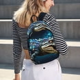 thumbnail image 5 of Disketp Starry Sky Colorful Crocodile print Canvas Backpack Lightweight Travel Daypack Student Rucksack Laptop Backpack-Medium, 5 of 5