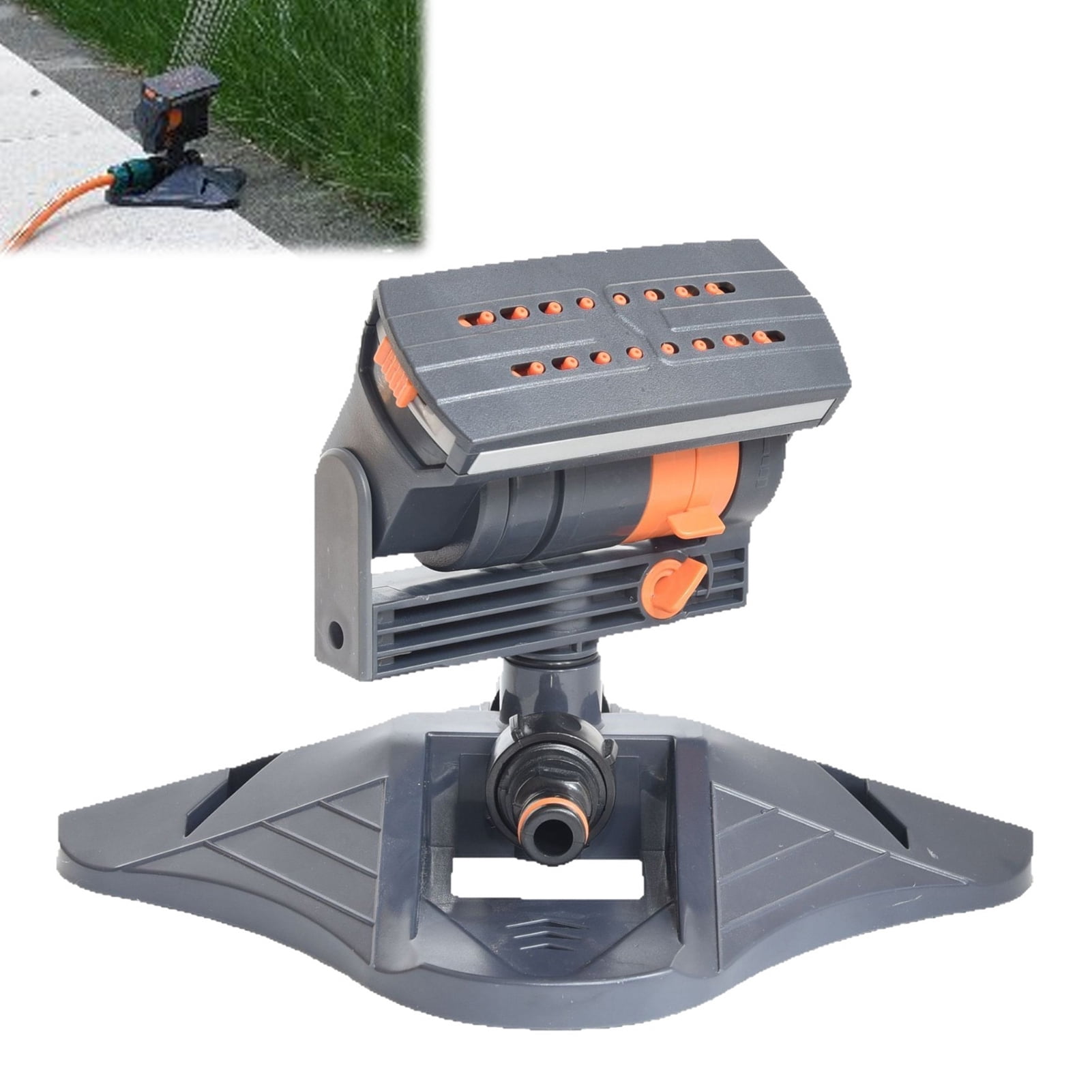 OIUR Lawn Sprinkler 16 Holes Water Sprinkler with Ground Spike Adjustable 4 Spray Modes Garden Sprinkler for Watering Plants in Yard Lawns Vegetables Gardens