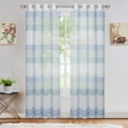 thumbnail image 1 of Haperlare Sheer Curtains 52"W x 63"L Splicing Stripe Voile Curtain Yarn Dyed Boucle Light Filtering Window Drapes for Bedroom, Aqua Blue, 2 Panels, 1 of 6