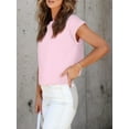 thumbnail image 4 of Womens Short Sleeve Cropped T-shirts Summer Rolled Dolman Sleeve Crop Tops Casual Round Neck Solid Short Basic Tees, 4 of 7