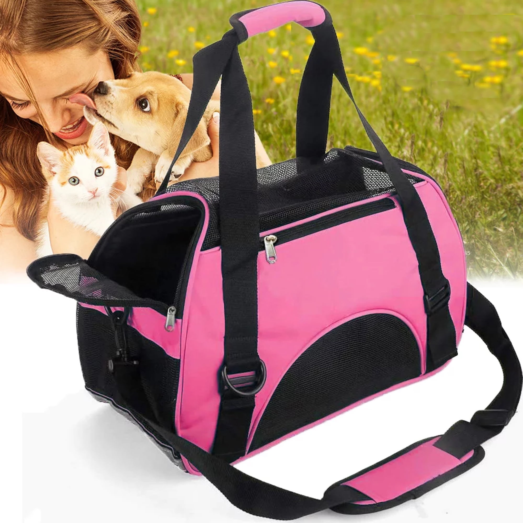 Oenbopo Pet Carrier Soft Sided Dog Carriers, 4Window Portable Foldable