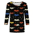 thumbnail image 5 of Kilaqueen Plus Size Women 3/4 Length Sleeve Tunic Tops Halloween Funny Cute Graphic Crew Neck Loose Fit Tees Blouses, 5 of 5