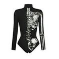 thumbnail image 4 of FYEGRE Women's Long Sleeve Digital Printed Zipper Skin Tight Party Romper Bodysuit Outfit for G XL, 4 of 4