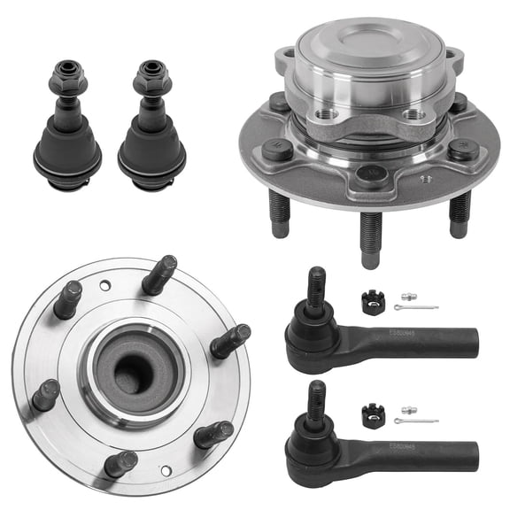Detroit Axle - RWD 6pc Front Suspension Kit for 2019 Chevrolet Silverado GMC Sierra 1500, 2 Wheel Bearing and Hubs Assembly 2 Outer Tie Rod Ends 2 Lower Ball Joints Replacement
