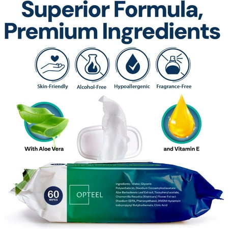 Adult Wipes For Elderly - 8x13 720ct (12 Packs of 60) Huge & Soft Non-Flushable Body Wipes for Adults Bathing No-Rinse - Incontinence Disposable Washcloths, Vitamin E & Aloe Infused Shower Wipes.