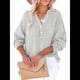 thumbnail image 1 of Blusas Casuales de Larga con Cuello en V y Botones para Mujer, Blusas Lisas de Gran Tamaño. Gris XXL, 1 of 7