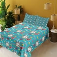 thumbnail image 2 of Ambesonne Emoji Fitted & Top Sheet Set with Sham, Happy Chinese New Year Print, Sea Blue White Mustard, 2 of 5