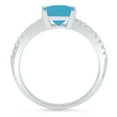 thumbnail image 2 of 1.62 ct Princess Cut Simulated Turquoise Solitaire with Simulated Diamond Accents 18K White Gold Womens Engagement Ring, 2 of 4