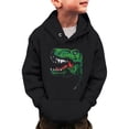 thumbnail image 2 of ZXLBBD Hoodies for Boys Children Kids Dinosaur Print Hoodie Sweatshirt with Front Pocket Fashion Versatile School and Daily Wear Casual Durable,Black,Size 6 Y-7 Y, 2 of 4