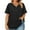 Black, variant on Fanxing Plus Size Tops For Women Tunics Gray Buttons V Neck Dressy Blouses Short Sleeve Tshirts