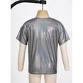 thumbnail image 4 of LiiYii Girls Boys Sparkly Dance Tops Short Sleeve T-Shirt Jazz Hip Hop Party Stage Performance Blouse Black 130, 4 of 7