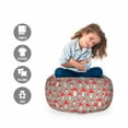 thumbnail image 2 of Mushroom Storage Toy Bag Chair, Amanita Mushrooms Pattern with Polka Dotted Backdrop Cartoon Toadstool, Stuffed Animal Organizer Washable Bag, Large Size, Taupe Cream Red, by Ambesonne, 2 of 3