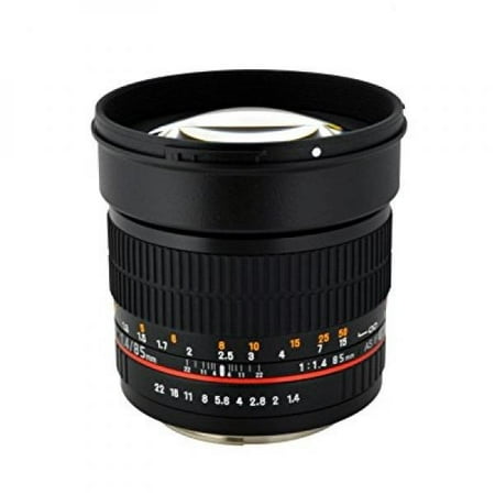 Built In Camera - Rokinon AE85M-C 85mm F1.4 Aspherical Lens with Built in AE Chip for Canon DSLR Cameras (Black)