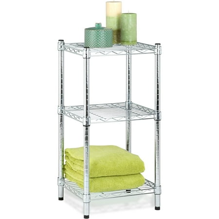 

UlaREYoy 3-Tier Steel Wire Shelving Tower Chrome 14 by 15 by 30-Inch